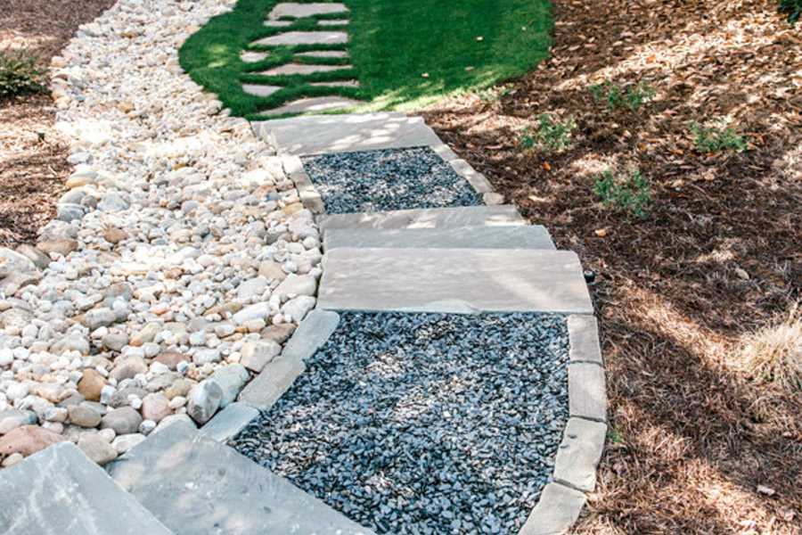 Stone and gravel garden pathway with landscaping in Metro Atlanta